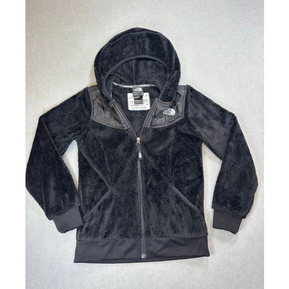 The North Face Girls (M)10-12 Fuzzy Jacket Black Oso Fleece Soft Full Zip hoodie - Picture 1 of 10